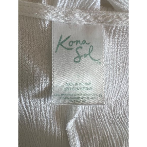 Kona Soul Swim Cover-up Large White Midi Slits V neck Elastic Waist - Picture 12 of 13